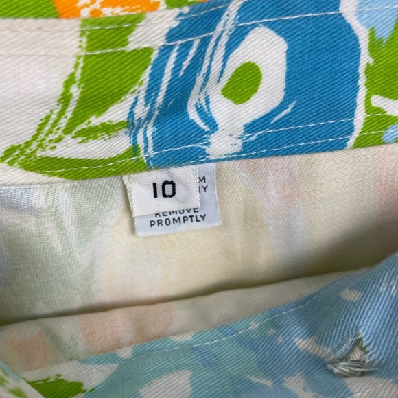 Vintage Blue‎ Yellow White Floral A-Line Wrap Skirt - Picture 6 of 8